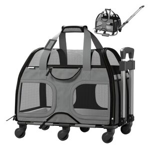 Katziela Luxury Rider Pro Pet Carrier  Double Telescopic Handle Grey